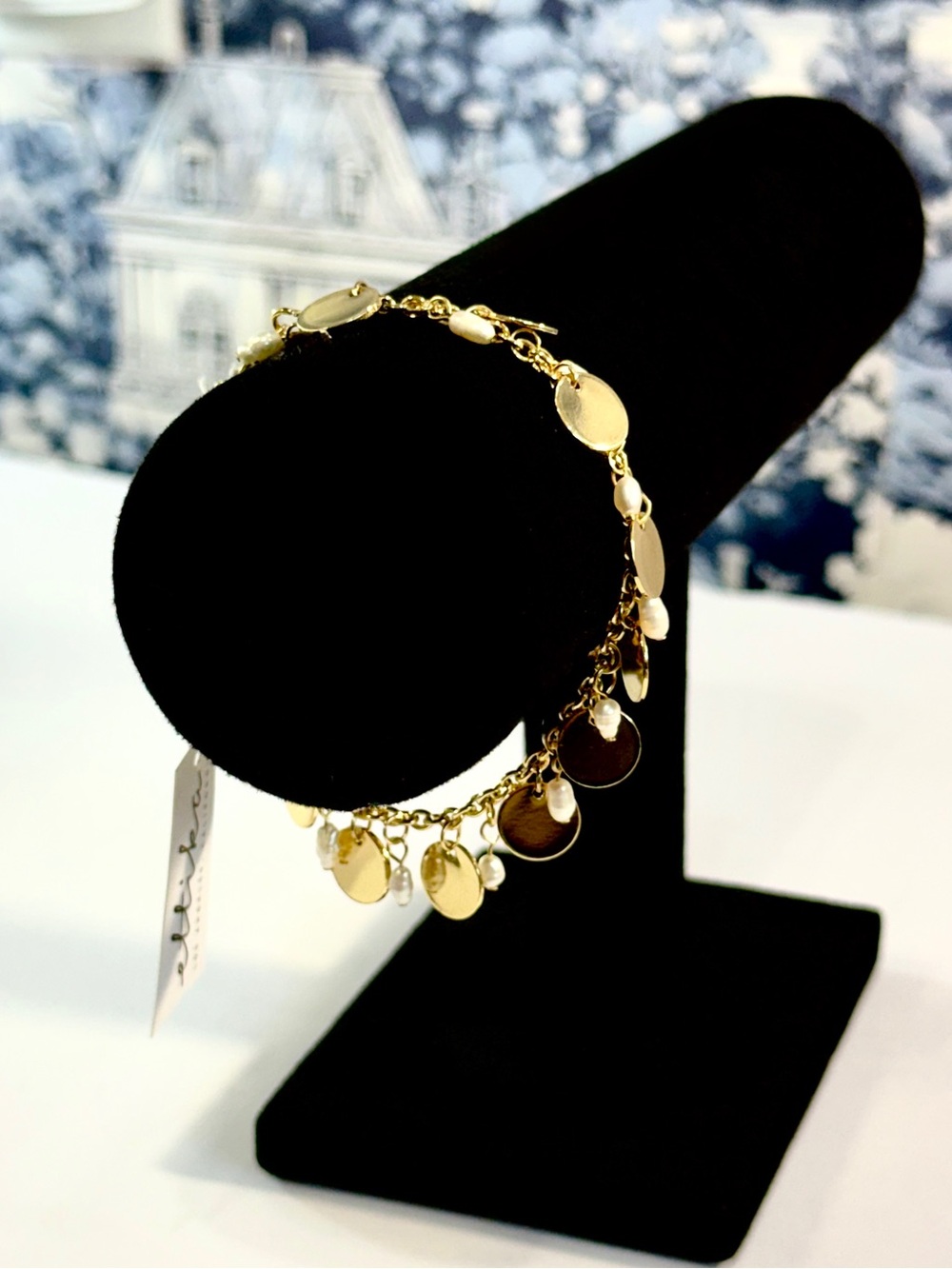 Ettika Gold Disc & Freshwater Pearl Charm Bracelet NWT